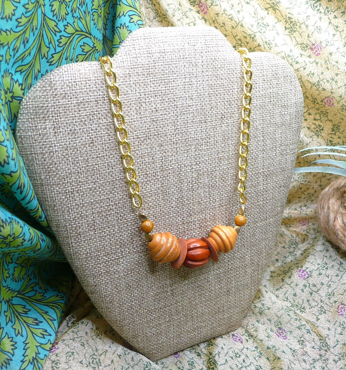 Carved Wooden Bead Necklace