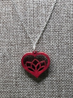 Fancy Red Wooden Lotus Heart